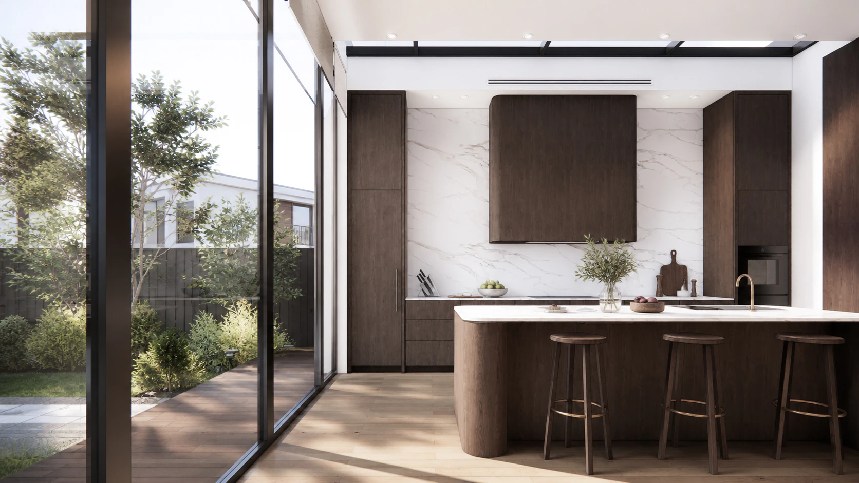 Camberwell Residence kitchen with integrated joinery and a generous central island.